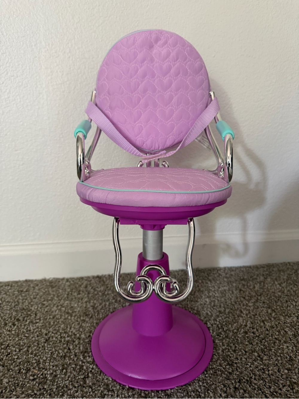 Kids Pink Pretend Play Salon Chair for Dolls